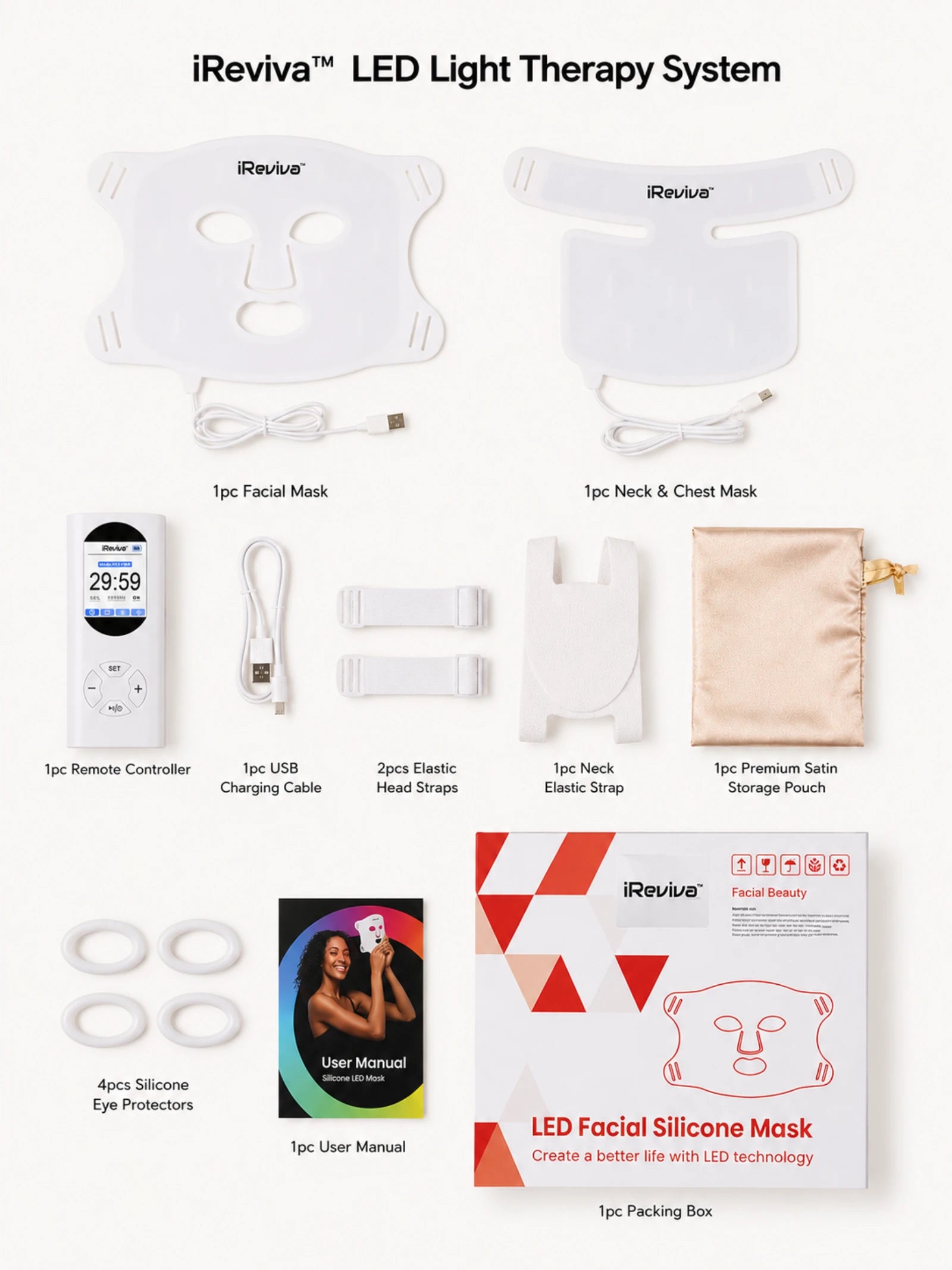 iReviva Pro 234 silicone LED light therapy mask