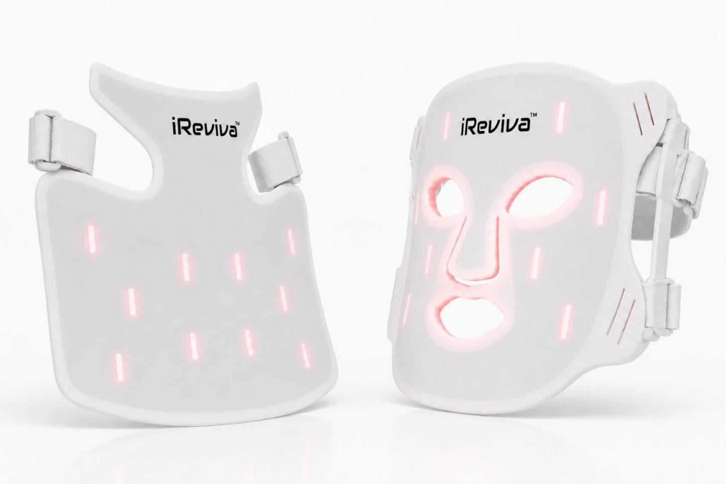 iReviva Pro 234 LED light therapy system with face, neck and chest components