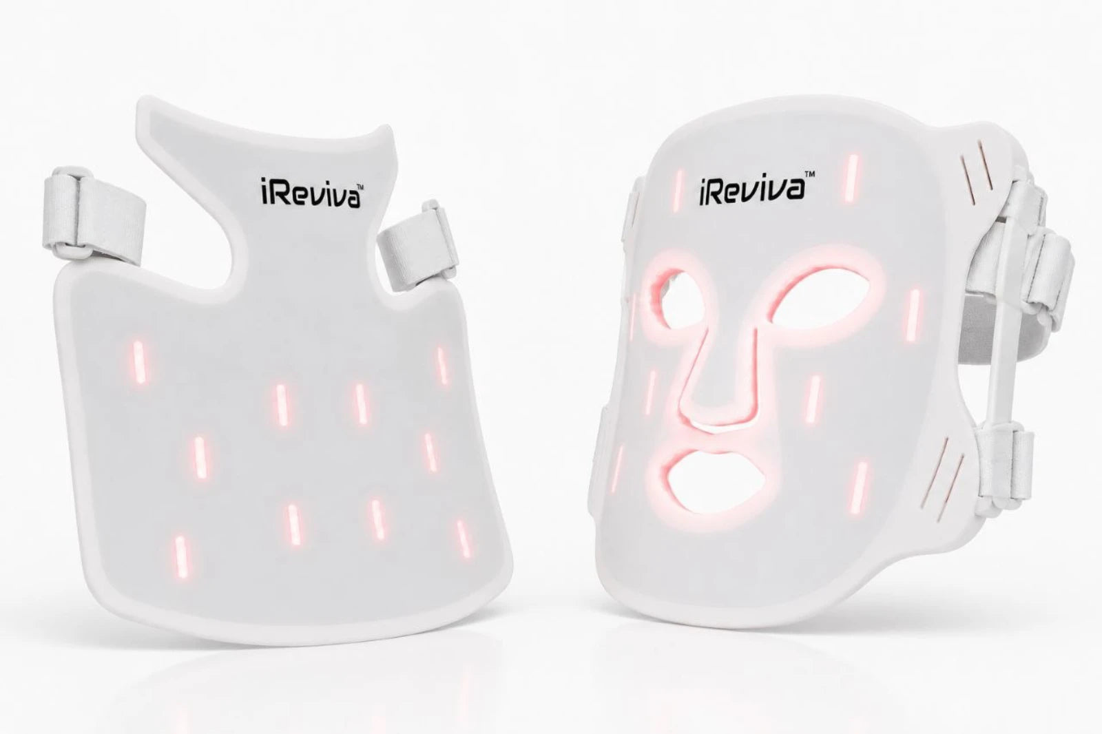 iReviva Pro 234 LED light therapy system with face, neck and chest components